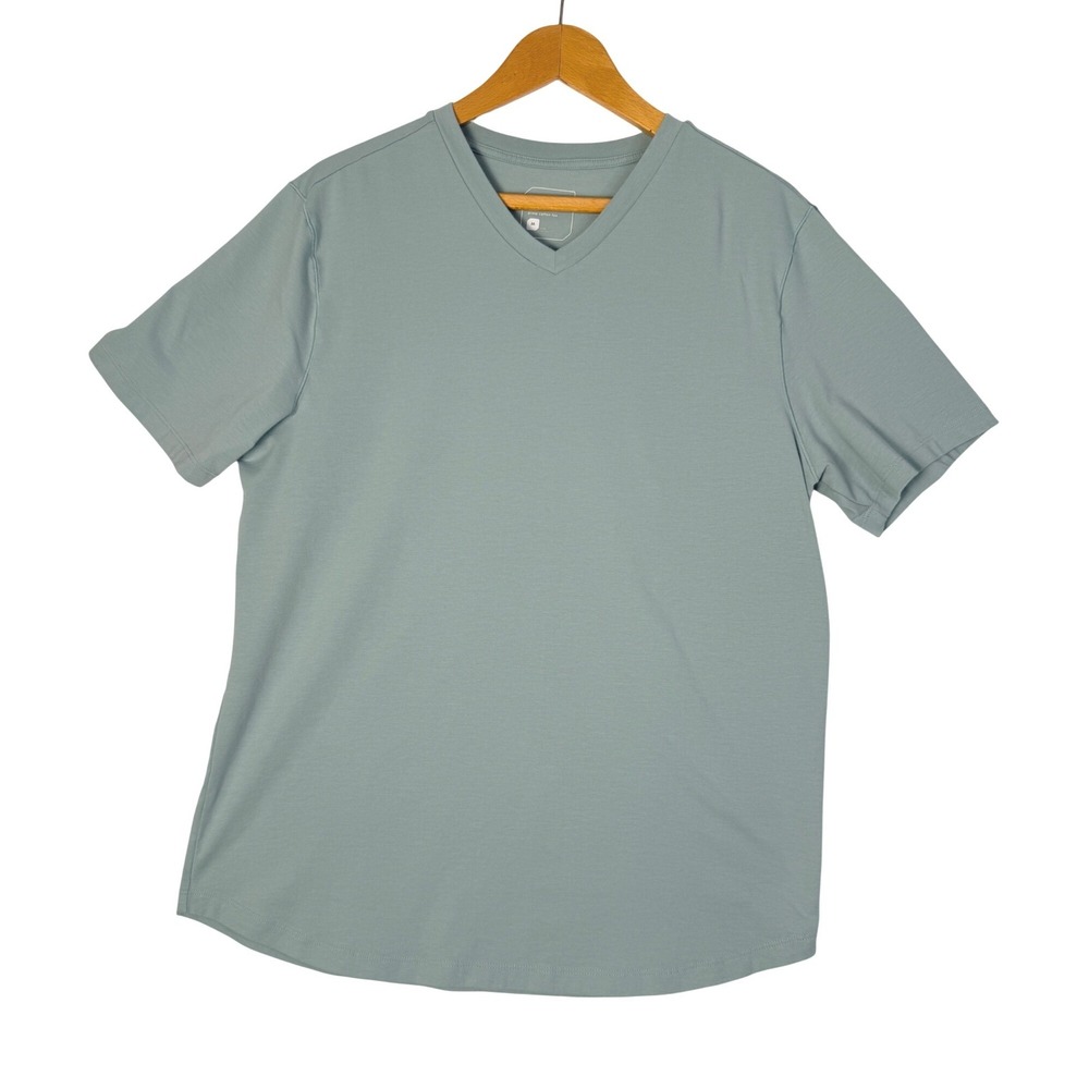STYLUS Pima Cotton V Neck Tee‎ Shirt Women's Medium Green Short Sleeve
